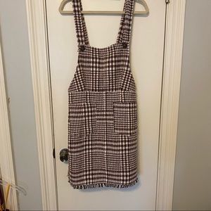 Dressed in LALA plaid overall dress